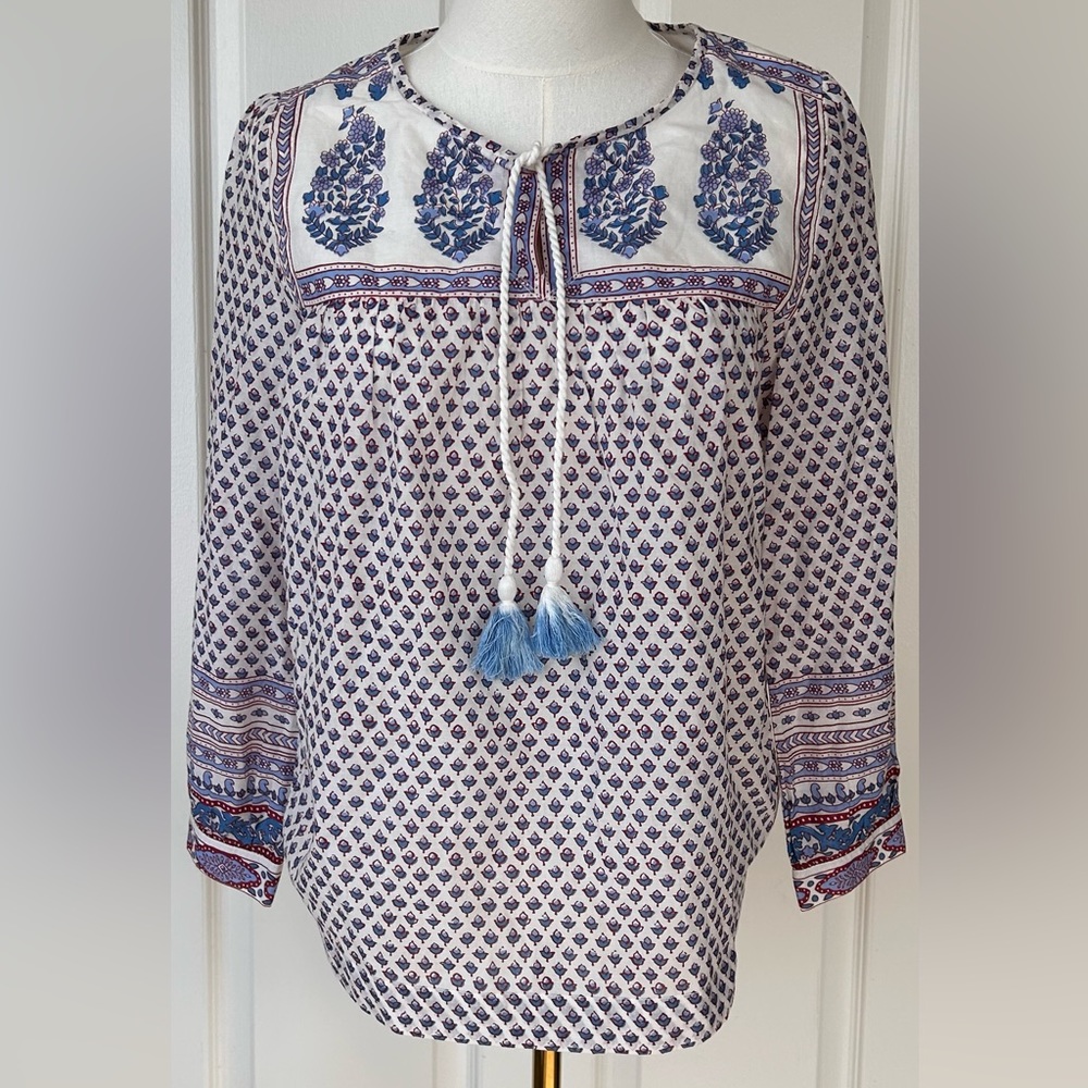 J. Crew‎ Women’s Bohemian Peasant Style Top Botanical/Floral Print Size 0